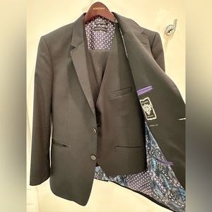 Ted Baker 3-piece black suit. Modern Fit. Black. Gently used.